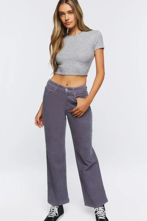 Ribbed Knit Cropped Tee
