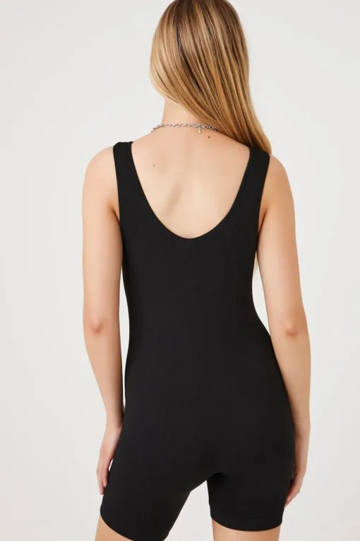 Ribbed Knit Fitted Romper