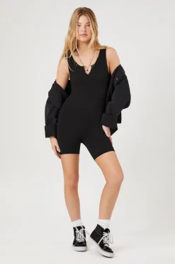 Ribbed Knit Fitted Romper