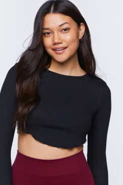 Ribbed Lettuce-Edge Crop Top