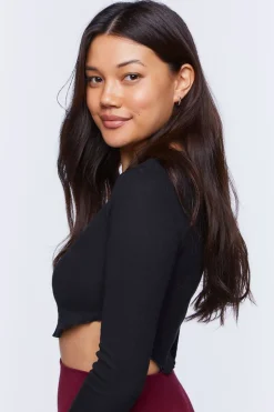 Ribbed Lettuce-Edge Crop Top