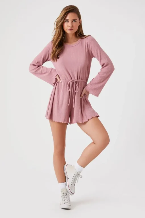 Ribbed Lettuce-Edge Romper