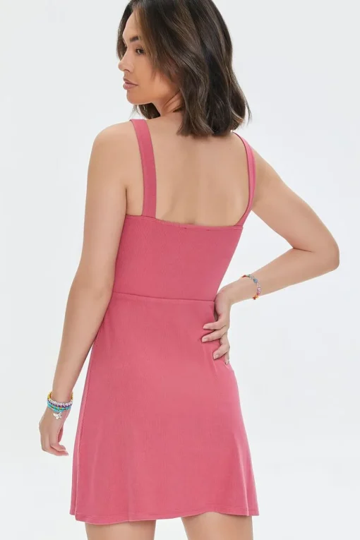 Ribbed Mini Skater Dress