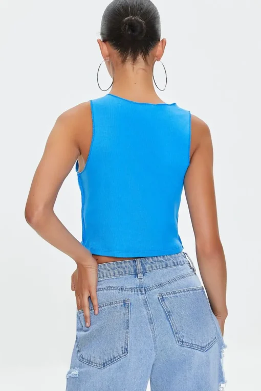 Ribbed O-Ring Cropped Tank Top