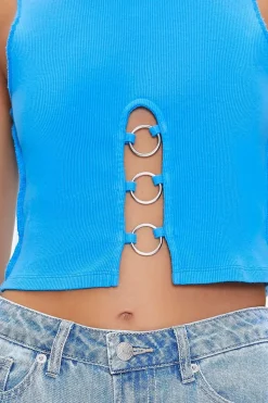 Ribbed O-Ring Cropped Tank Top