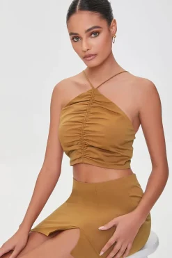 Ruched Cropped Cami & Mini Skirt Set