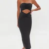 Ruched Cutout Maxi Tube Dress