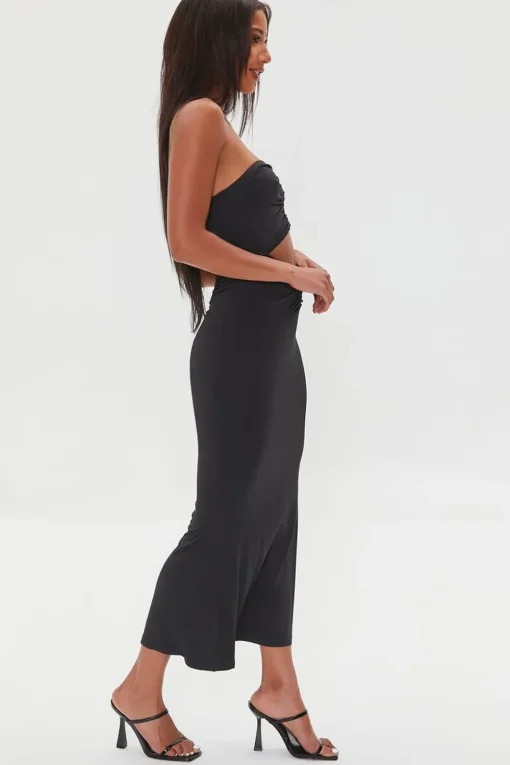 Ruched Cutout Maxi Tube Dress