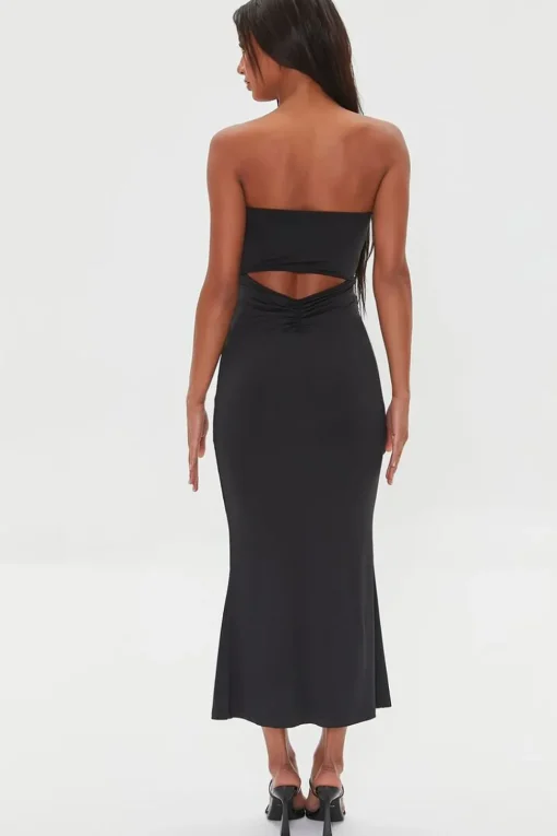 Ruched Cutout Maxi Tube Dress