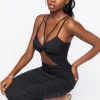 Ruched Cutout Midi Dress