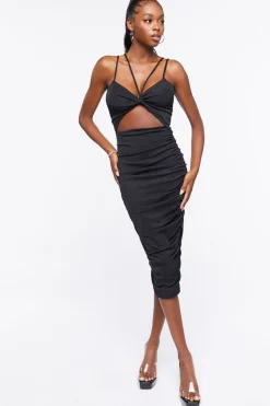 Ruched Cutout Midi Dress
