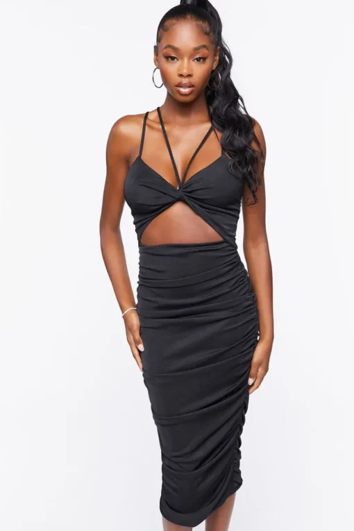 Ruched Cutout Midi Dress