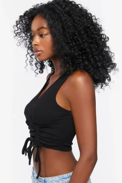 Ruched Drawstring Crop Top