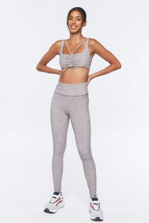 Ruched Drawstring Sports Bra