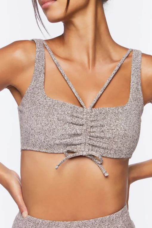 Ruched Drawstring Sports Bra