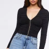 Ruched Hook-And-Eye Top