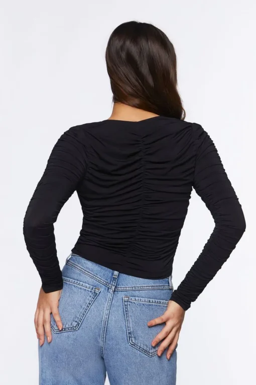 Ruched Hook-And-Eye Top