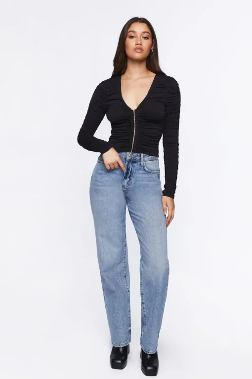 Ruched Hook-And-Eye Top