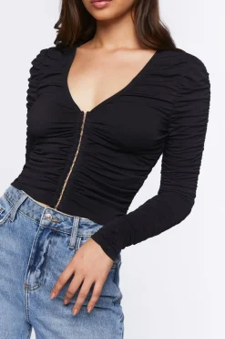 Ruched Hook-And-Eye Top