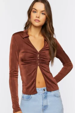 Ruched Split-Hem Shirt