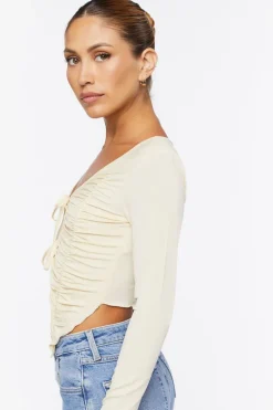 Ruched Tie-Front Top