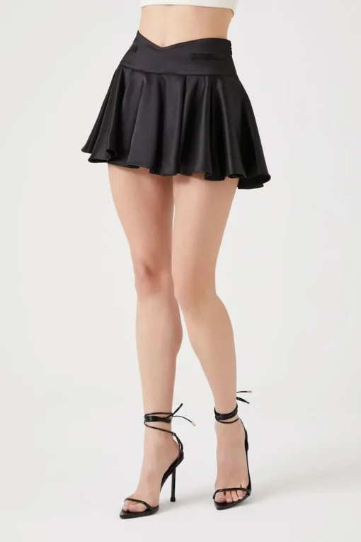 Satin A-Line Mini Skirt