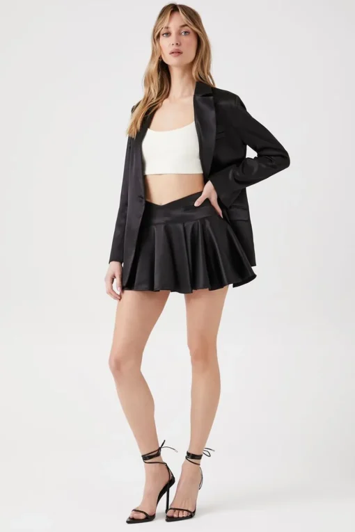Satin A-Line Mini Skirt