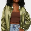 Satin Embroidered Bomber Jacket