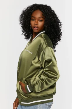 Satin Embroidered Bomber Jacket