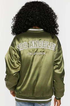 Satin Embroidered Bomber Jacket