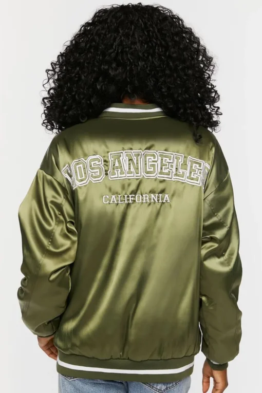 Satin Embroidered Bomber Jacket