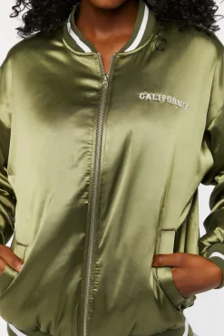 Satin Embroidered Bomber Jacket