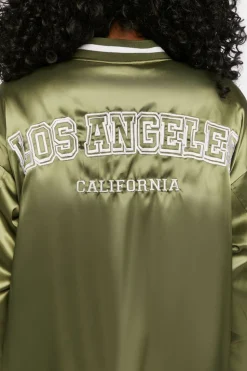 Satin Embroidered Bomber Jacket