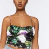 Satin Floral Print Cropped Cami