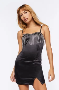Satin Fringe Mini Dress
