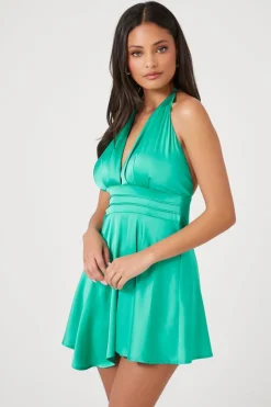 Satin Halter Mini Dress