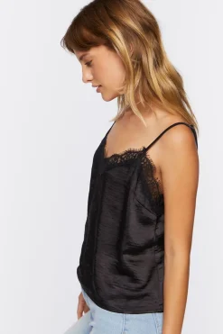 Satin Lace-Trim Cami