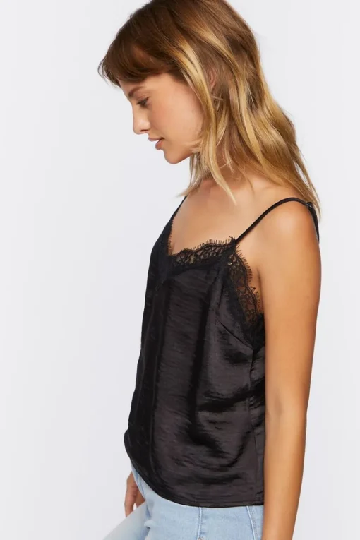 Satin Lace-Trim Cami