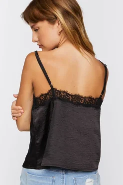 Satin Lace-Trim Cami