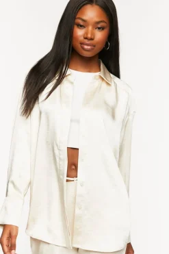 Satin Oversized Long-Sleeve Shirt