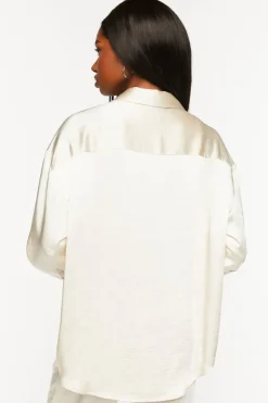 Satin Oversized Long-Sleeve Shirt
