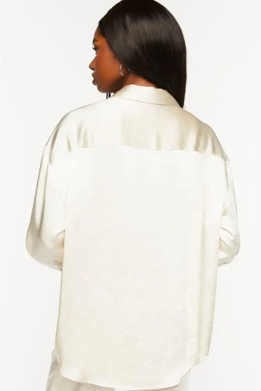 Satin Oversized Long-Sleeve Shirt