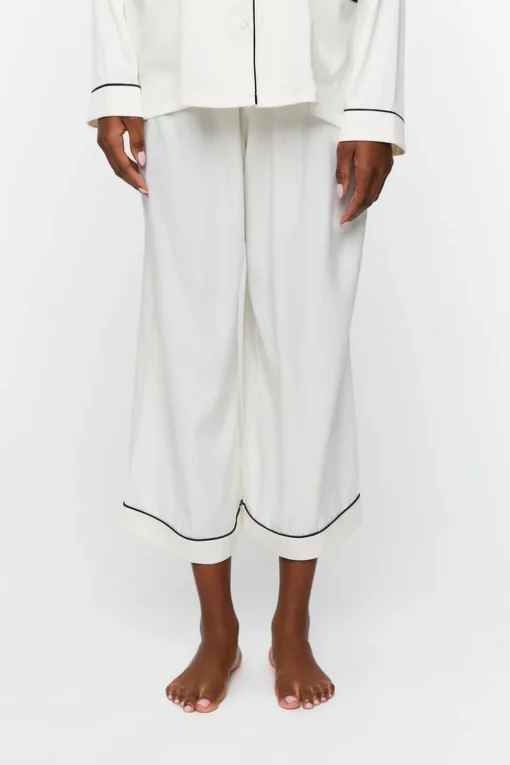 Satin Piped-Trim Shirt & Shorts Pants Set