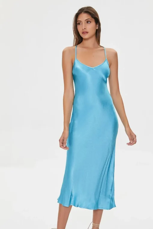 Satin Tie-Back Midi Dress