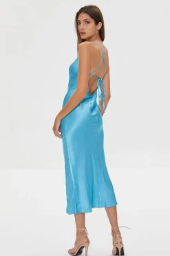 Satin Tie-Back Midi Dress