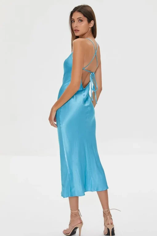 Satin Tie-Back Midi Dress