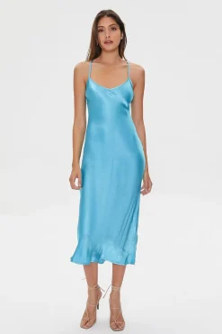 Satin Tie-Back Midi Dress