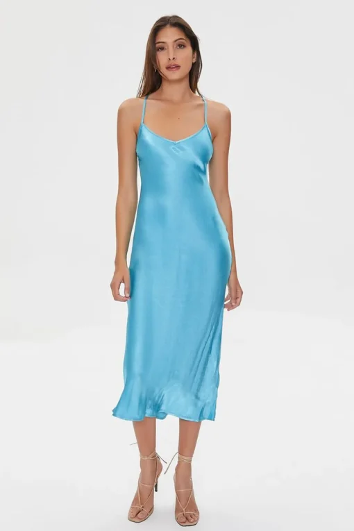 Satin Tie-Back Midi Dress
