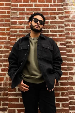 Scoop-Hem Button-Up Jacket