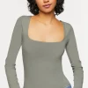 Scoop-Neck Long-Sleeve Bodysuit